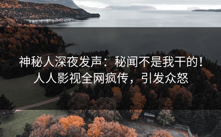神秘人深夜发声：秘闻不是我干的！人人影视全网疯传，引发众怒