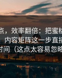 看懂这点，效率翻倍：把蜜桃网站当工具用：内容矩阵这一步直接省一半时间（这点太容易忽略）
